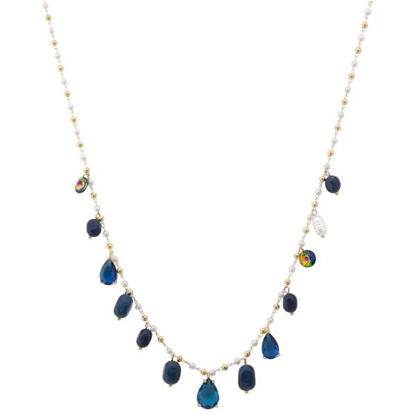 STONE BEADED STATION NECKLACE