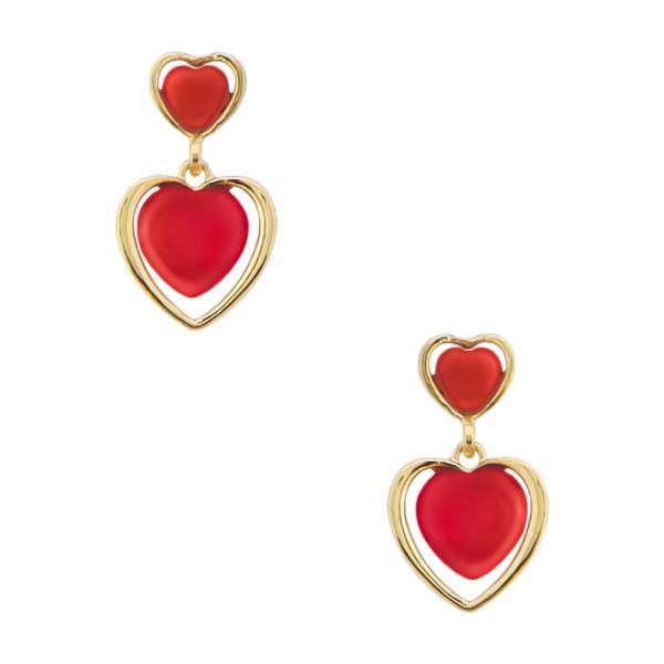 DOUBLE HEART LINK DANGLE EARRING