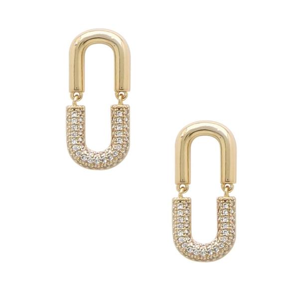 U SHAPE RHINE PAVE STONE EARRING