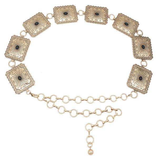 RECTANGLE RIBBED BEAM CONCHO CHAIN BELT