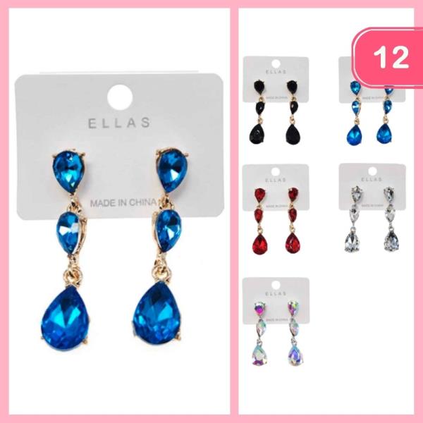 RHINESTONE DANGLE EARRING (12 UNITS)