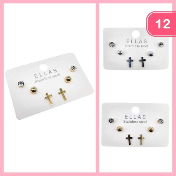 CROSS POST EARRING (12 UNITS)