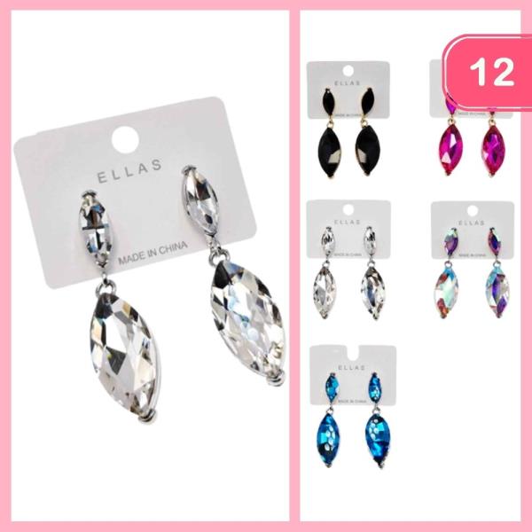 RHINESTONE DANGLE EARRING (12 UNITS)