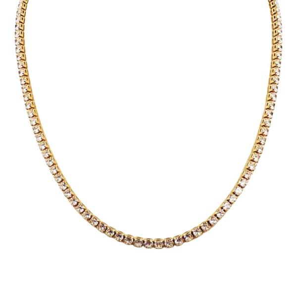 18K BRASS RHINESTONE TENNIS NECKLACE