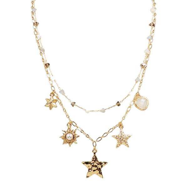 LAYERED STAR MULTI CHARM NECKLACE