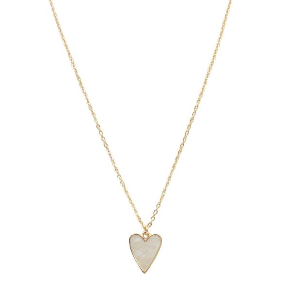 MOTHER OF PEARL HEART PENDANT NECKLACE