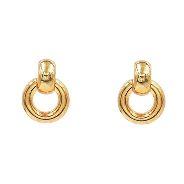 METAL DOUBLE RING STUD EARRING