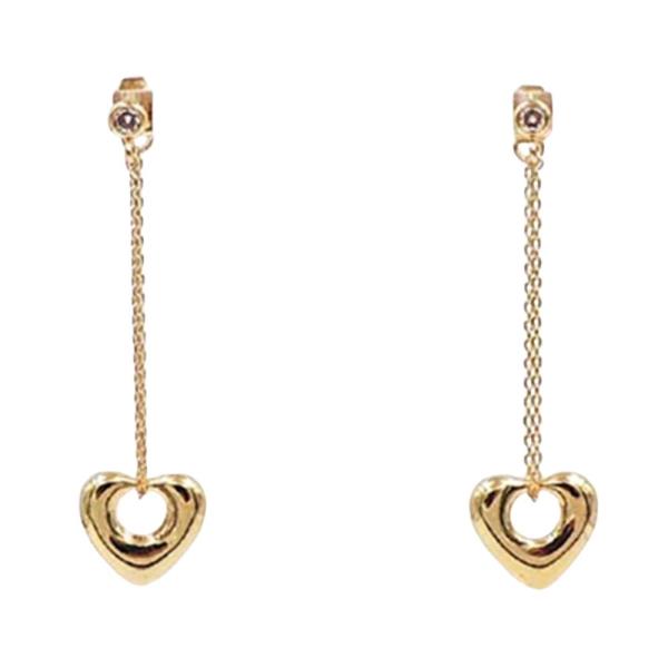 CHAIN HEART DROP EARRING
