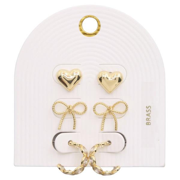 HEART RIBBON BOW ASSORTED EARRING SET