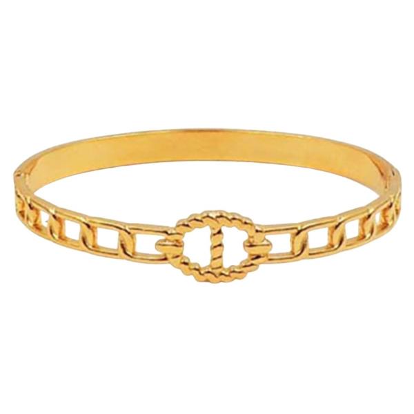 STAINLESS STEEL ROPE DETAIL LINK METAL BANGLE BRACELET