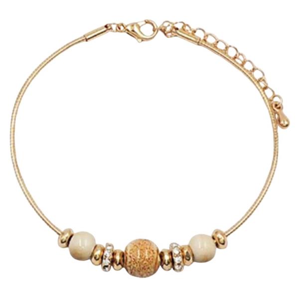 BARREL BEAD METAL CHAIN BRACELET