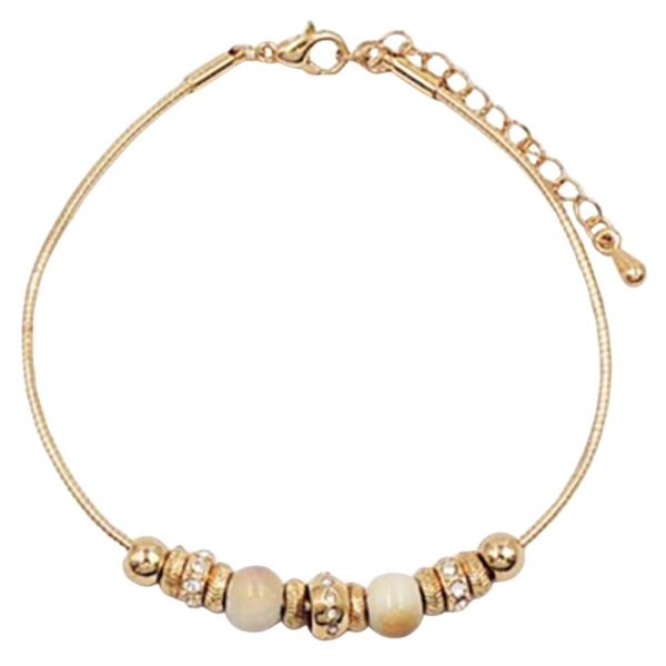 BARREL BEAD MIX METAL CHAIN BRACELET