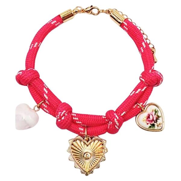 KNOT HEART MULTI CHARM ROPE BRACELET