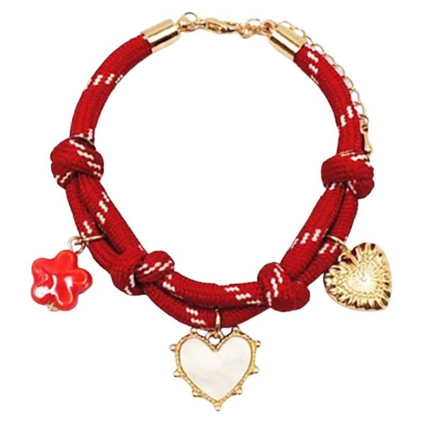 KNOT HEART MULTI CHARM ROPE BRACELET