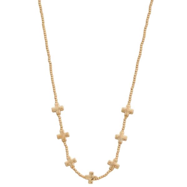 CROSS HEART BEADED NECKLACE