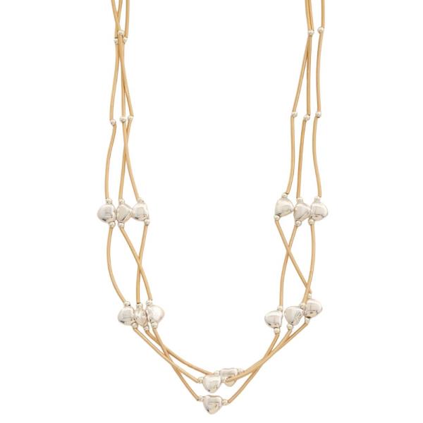 TWO TONE HEART CHARM LAYERED NECKLACE