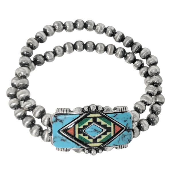 WESTERN AZTEC PATTERN BEADED BRACELET