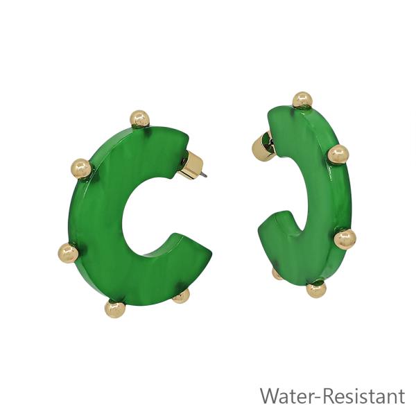 ACETATE HOOP BALL ACCENT EARRING