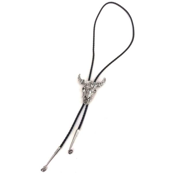 WESTERN COW SKULL SLIDE KNOT BOLO NECKLACE