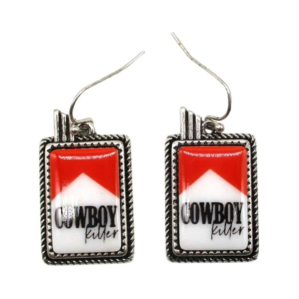 WESTERN RECTANGLE SHAPE COWBOY EARRING