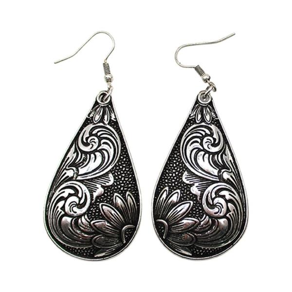 WESTERN ENGRAVED TEARDROP EARRING