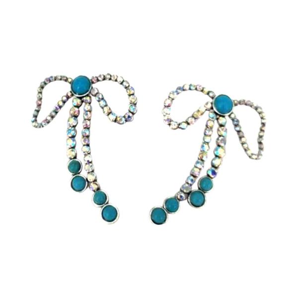 WESTERN RHINESTONE RIBBON TQ EARRING