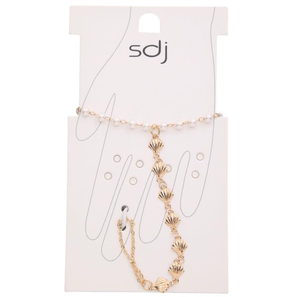 SDJ SEASHELL PEARL BEAD HAND CHAIN