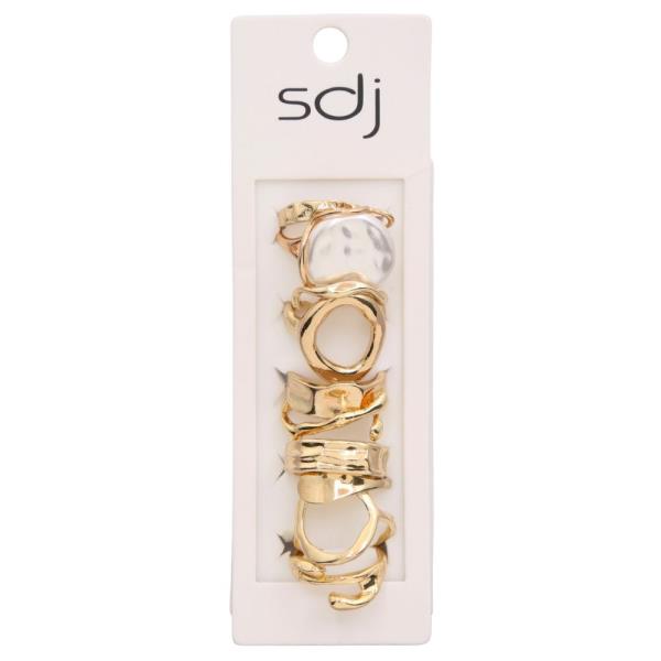 SDJ PEARL ASSORTED METAL RING SET