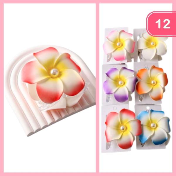 SPRAYED PLUMERIA PEARL CLAW CLIP (12 UNITS)