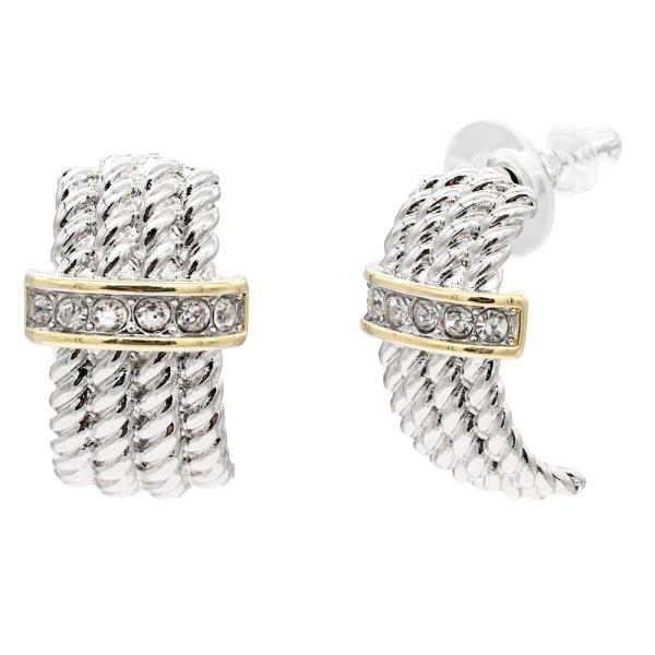 14K TWO TONE HUGGIE EARRINGS