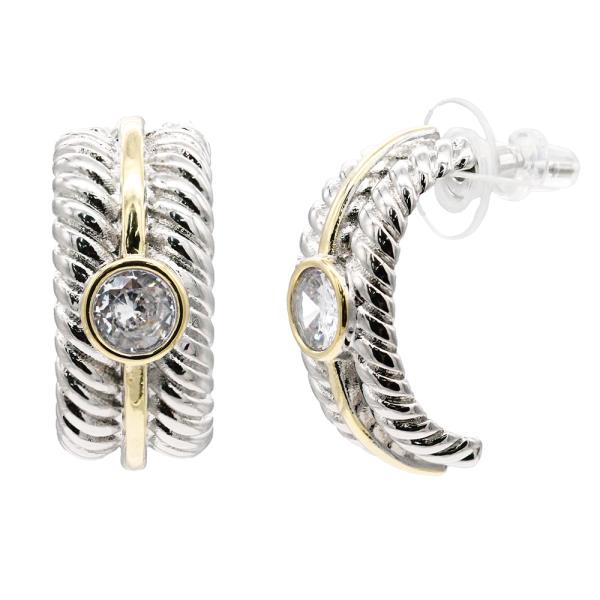 14K TWO TONE HOOP EARRING