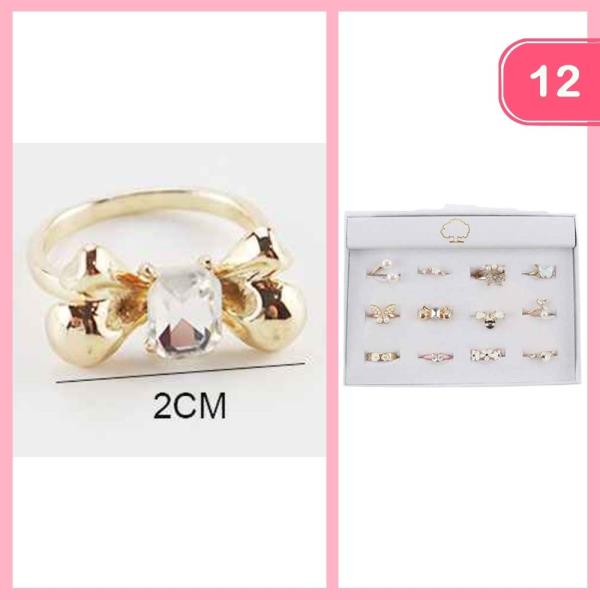 MIXED RHINESTONE RING (12 UNITS)