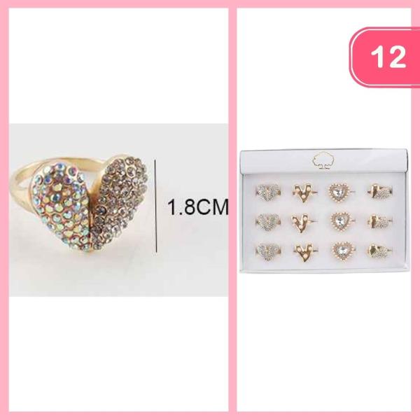 MIXED RHINESTONE RING (12 UNITS)