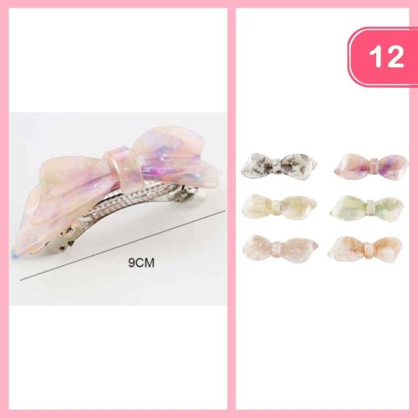 BOW HAIR BARRETTE CLIP (12 UNITS)