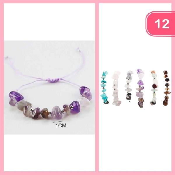 STONE BEADED ADJUSTABLE BRACELET (12 UNITS)