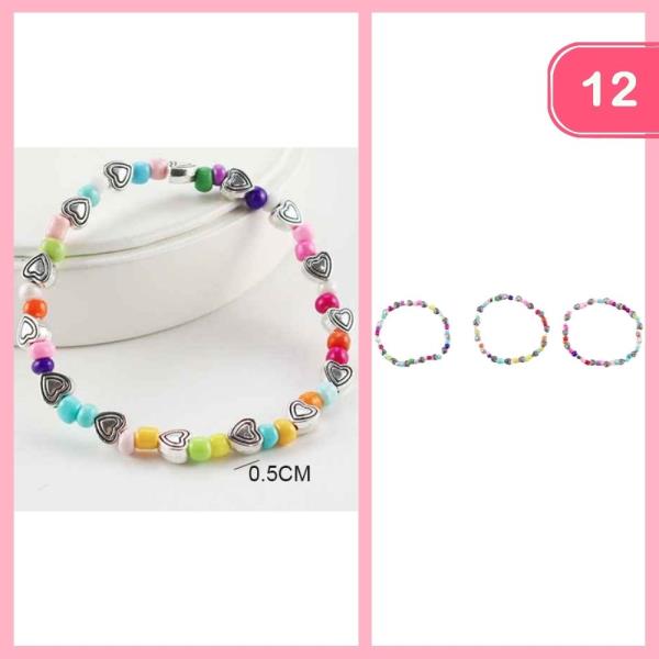 HEART BEADED BRACELET (12 UNITS)