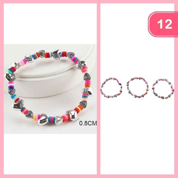 HEART BEADED BRACELET (12 UNITS)