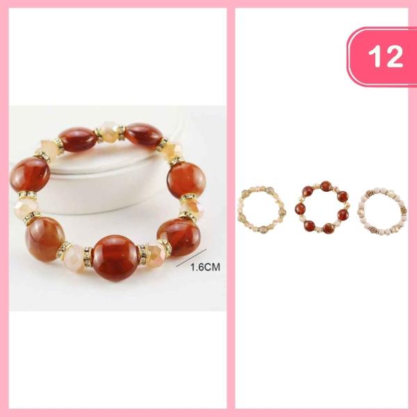 RHINESTONE STACKABLE BEADED BRACELET (12 UNITS)