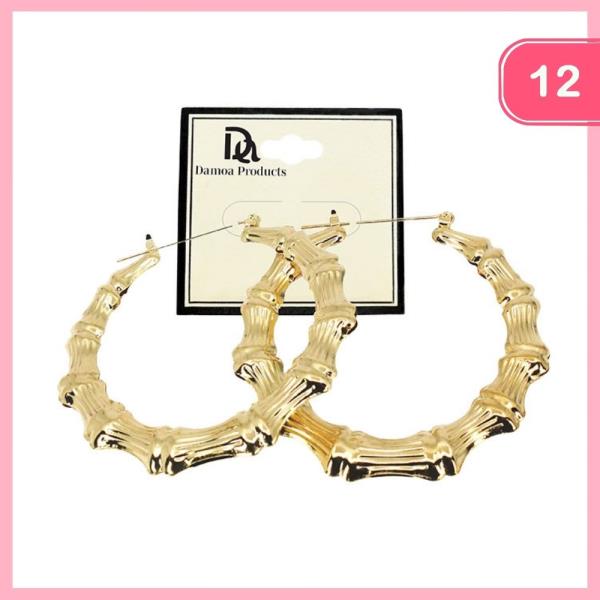 BAMBOO TEXTURED HOOP EARRING (12 UNITS)