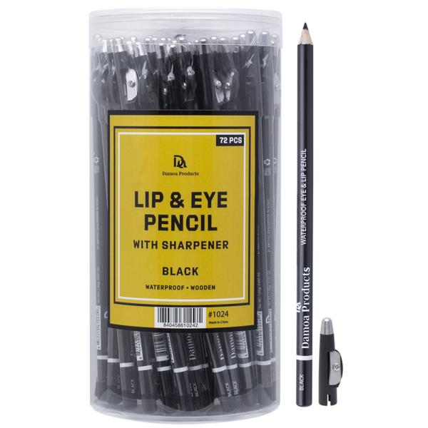 72PCS BLACK LIP AND EYE PENCIL W SHARPENER