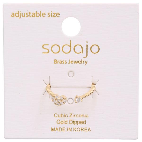 SODAJO HEART CZ GOLD DIPPED ADJUSTABLE RING