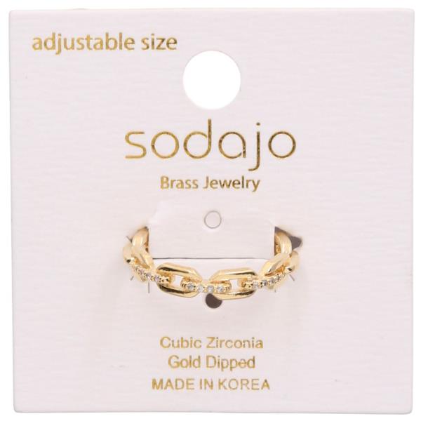SODAJO OVAL LINK CZ GOLD DIPPED RING