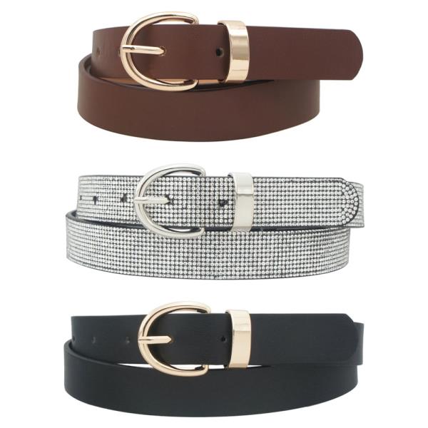 PLUS PU RS PU BASIC U BUCKLE TRIO BELT