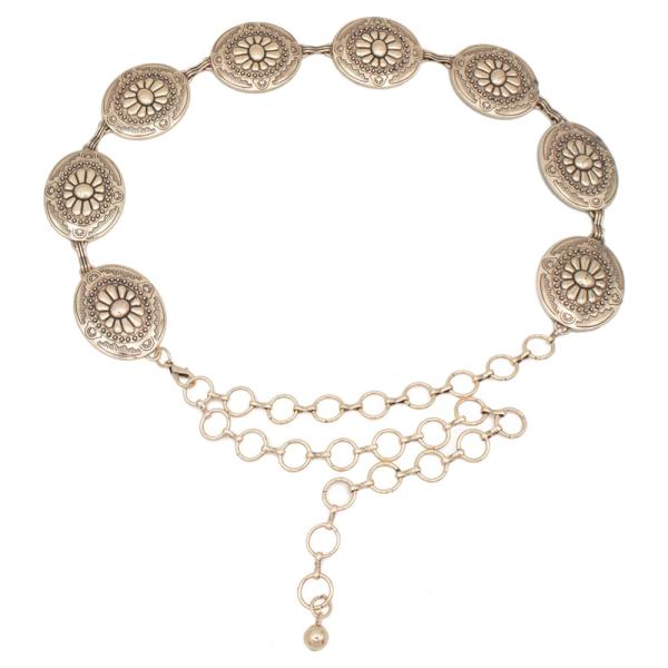 BUBBLED SW FLORETTE OVAL CONCHO CHAIN BELT