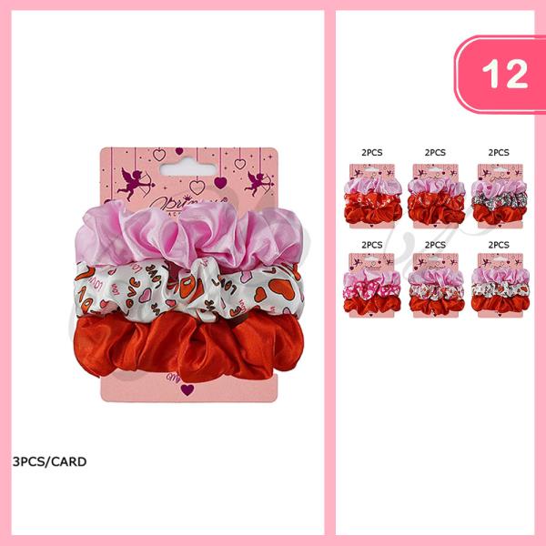 CUTE VALENTINE HAIR SCRUNCHIE (12 UNITS)