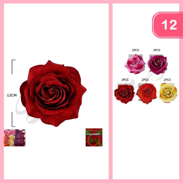 ROSE HAIR TIE HAIR PIN (12 UNITS)
