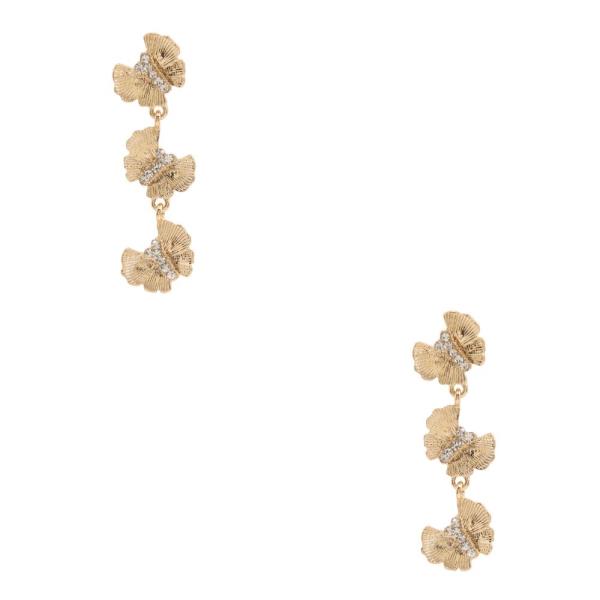BUTTERFLY RHINESTONE LINK METAL EARRING