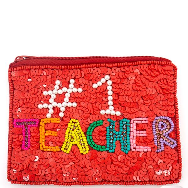 SEED BEAD #1 TEACHER" COIN BAG