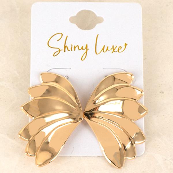 TEXTURED METAL FAN EARRINGS