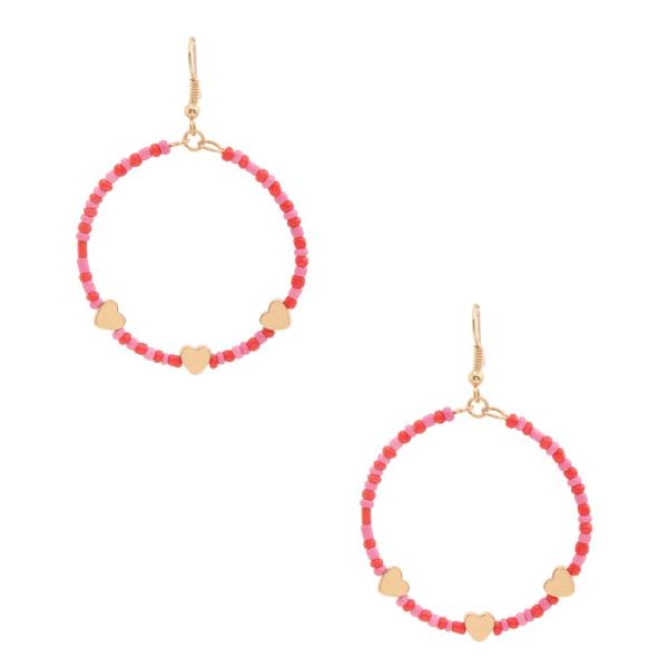 HEART BEADED ROUND EARRING